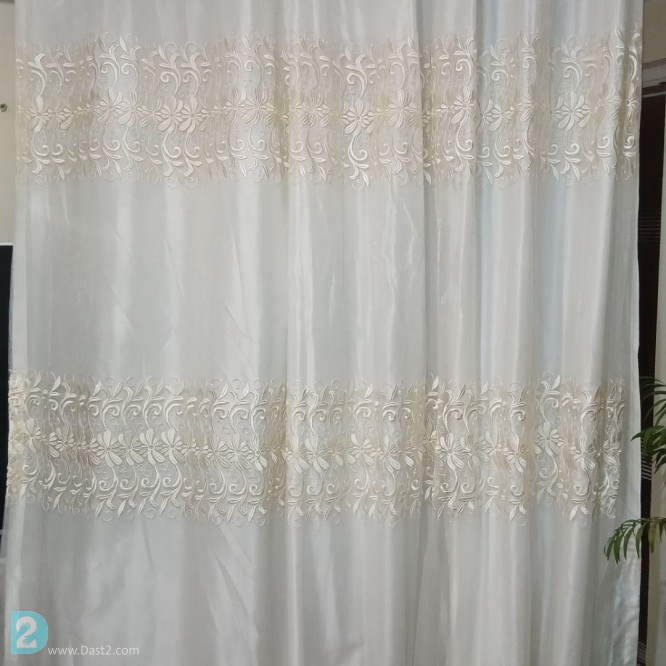 آگهی رایگان ۶ دست پرده ابریشم با زیر پرده ای ساتن به همراه میله پرده