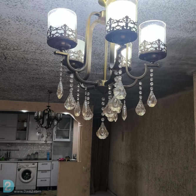 آگهی رایگان دو عدد لوستر پنج شاخه برنزی به همراه دو شعله تک