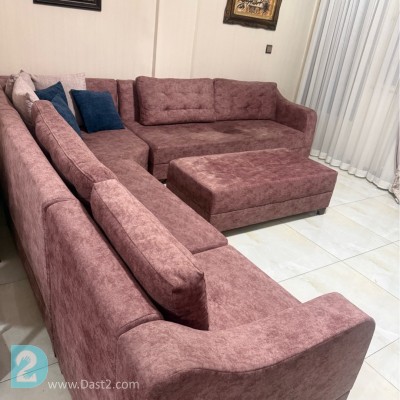 مبل راحتی ال ۷ نفره + پاف، چیدمان پازلی