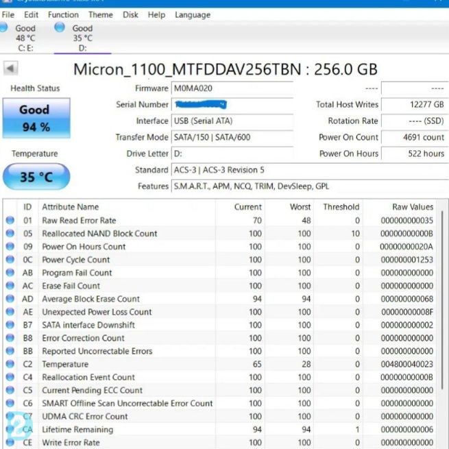 آگهی رایگان SSD اکسترنال Micron 1100 256GB M2 SATA + قاب OSCOO