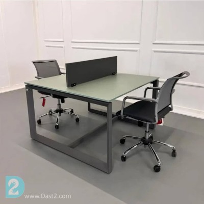 میز کار گروهی پایه فلزی طوسی