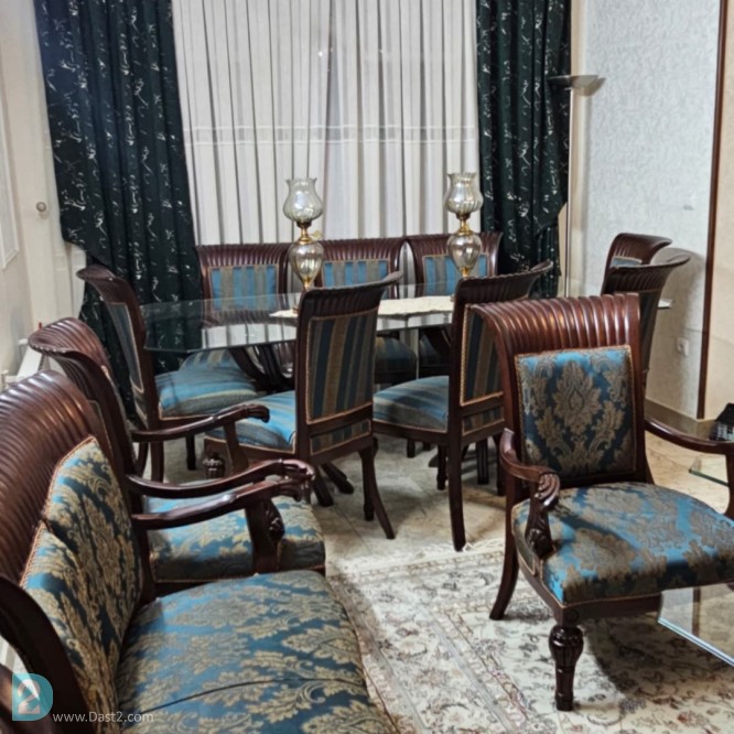 آگهی رایگان مبلمان ۶ نفره و نهار خوری ۸ نفره کلاسیک میز وسط و دو عدد عسلی
