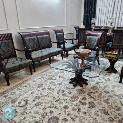 مبلمان ۶ نفره و نهار خوری ۸ نفره کلاسیک میز وسط و دو عدد عسلی